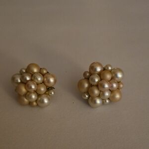 Vintage Gold and Silver Earrings with Cluster Design